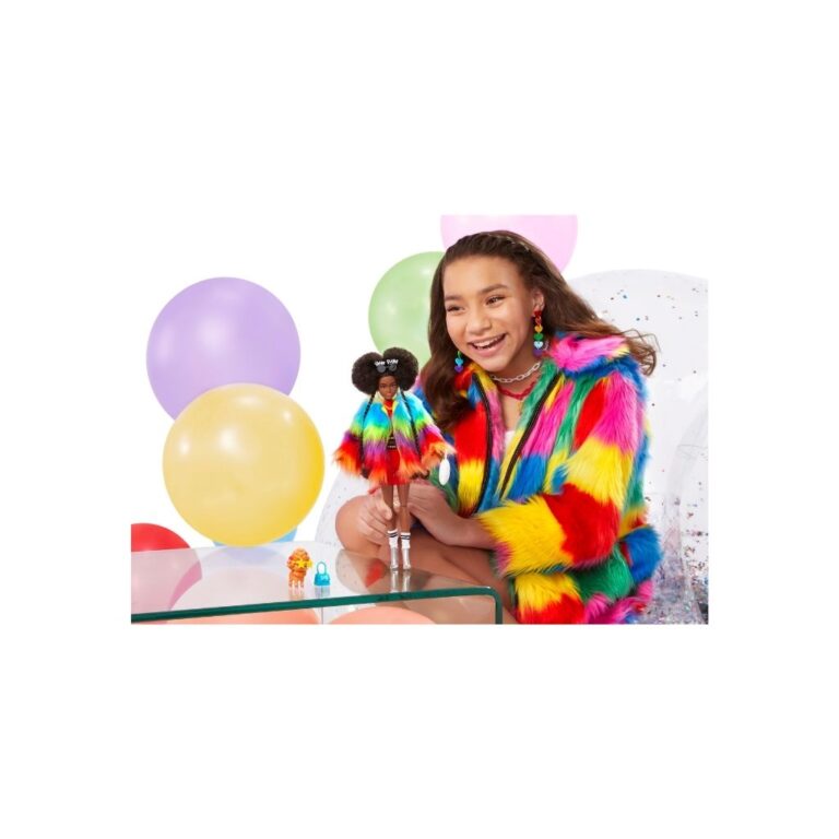 Kukull Barbie me pellush shumëngjyrësh