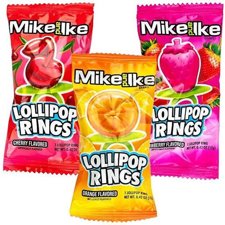 Lëpirëse Mike&Ike në forme unaze – 3 shije (24 x 12g)