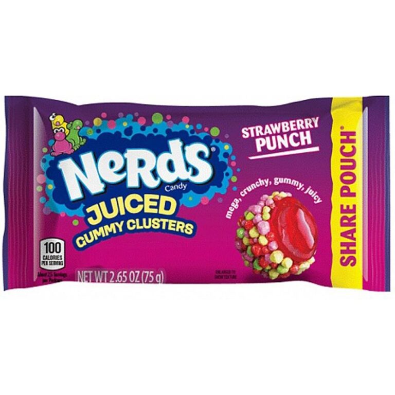 Candy- Karamele Nerds Juiced Gummy Clusters Strawberry Punch (12 x 75g)