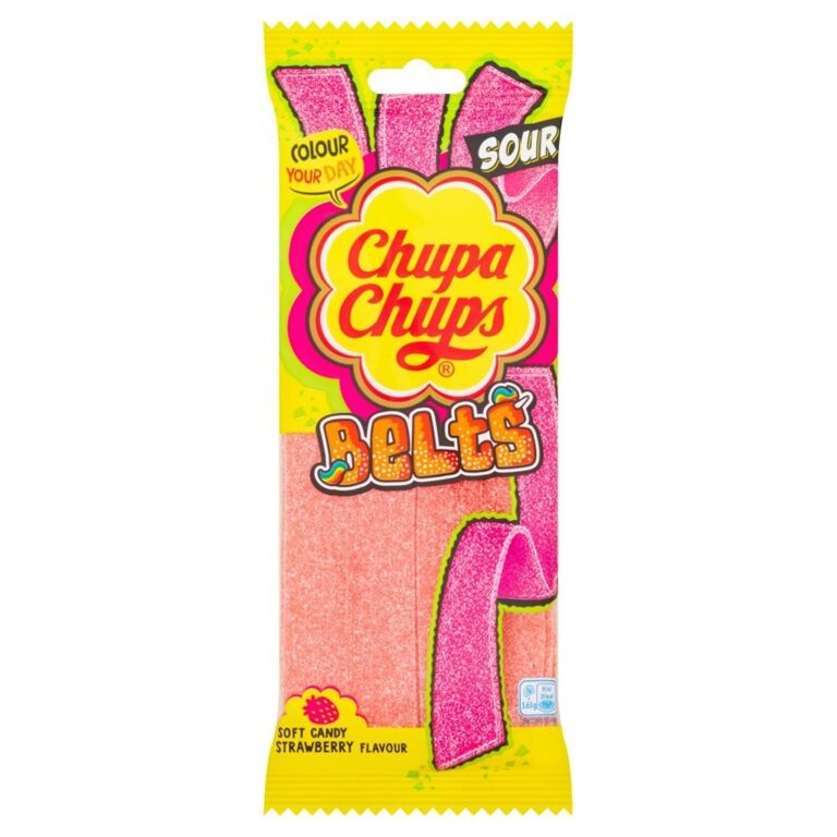 Candy- Karamele Chupa Chups Sour Belts Strawberry (18 x 90g)